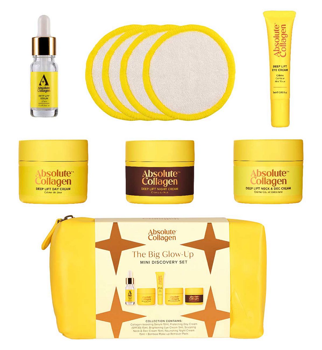Absolute Collagen The Big Glow-Up Mini Discovery Collection 15Ml Day, Night, N&d Eye10Ml Serum