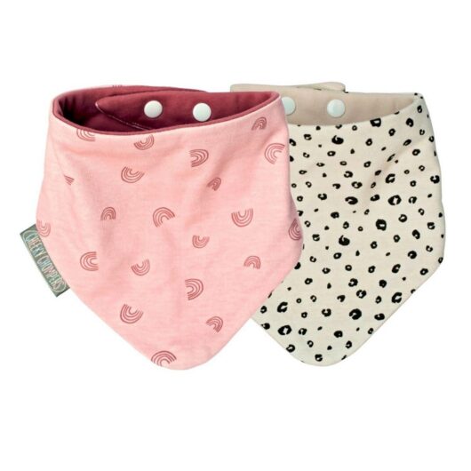 Cheeky Chompers Neckerbib Dribble Bib 2 Pack - Rainbow & Leopard