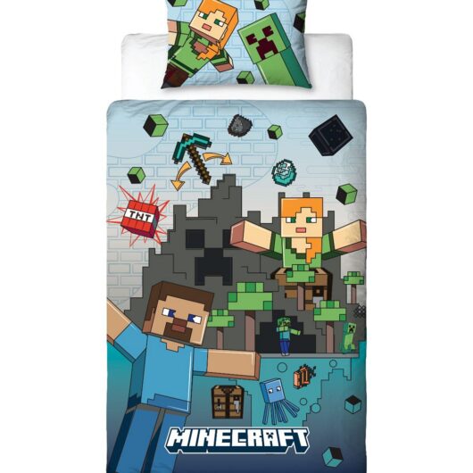 Minecraft Levels Single Panel Duvet