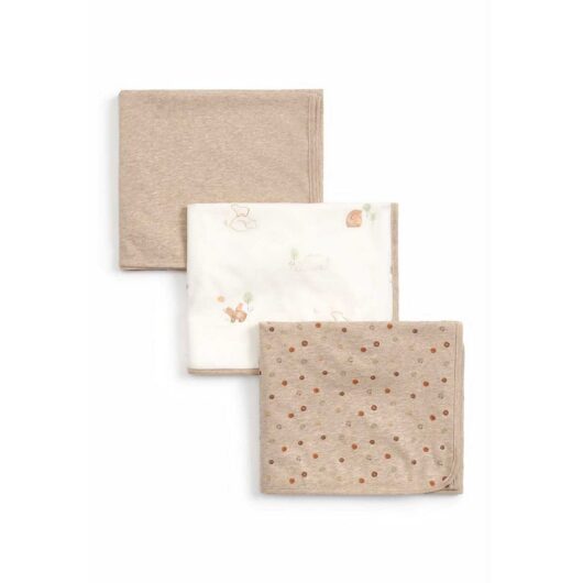 Mothercare Lovable Bear Jersey Blankets - 3 Pack