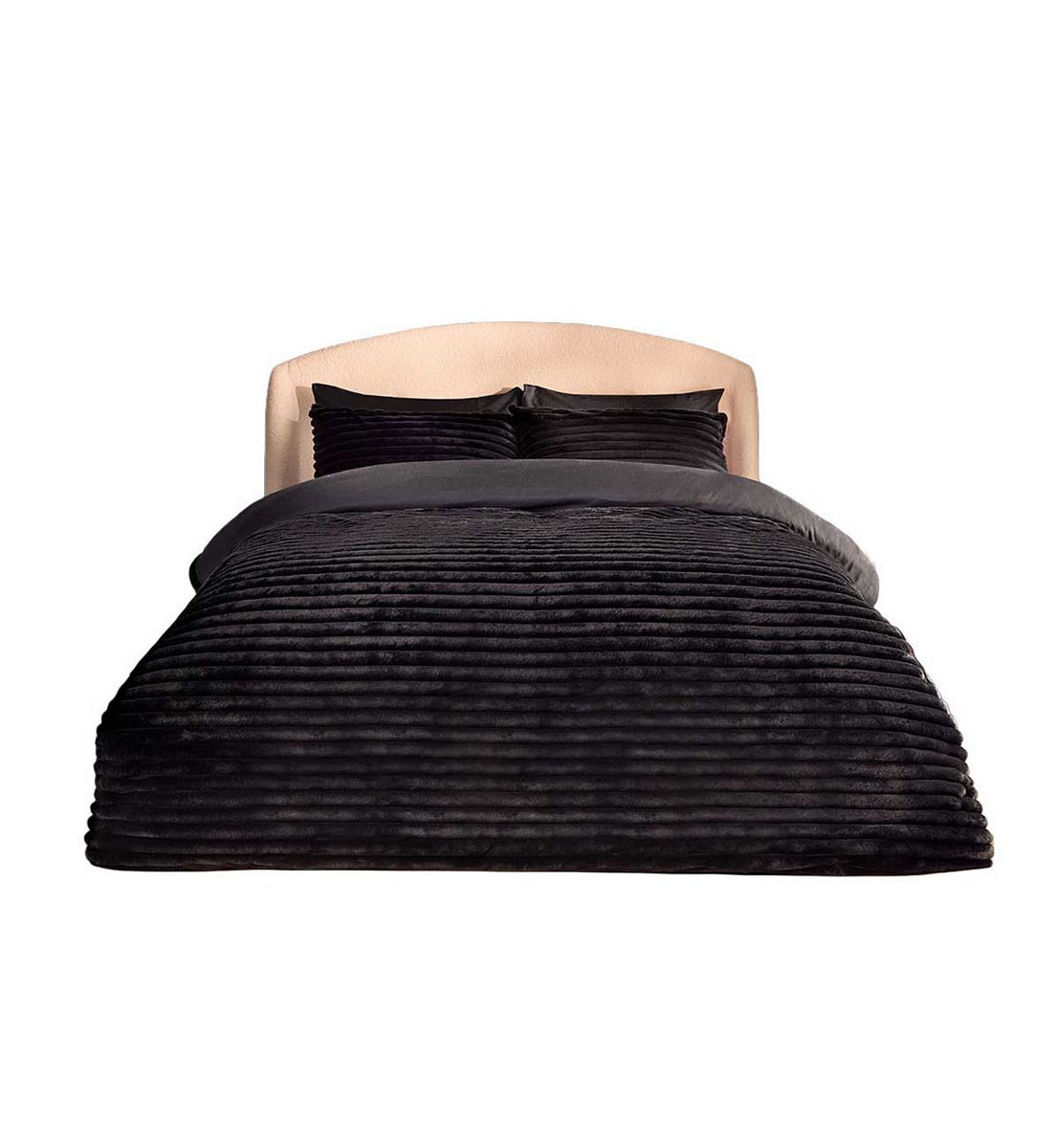 Silentnight Faux Fur Duvet Cover Black Double Size Set