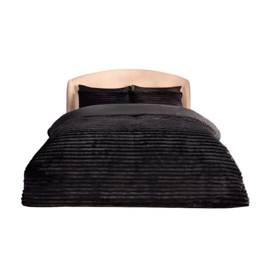 Silentnight Faux Fur Duvet Cover Black King Size Set