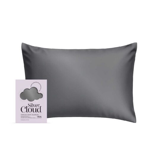 Silver Cloud Charcoal Satin Pillowcase Infused With Silver Ions